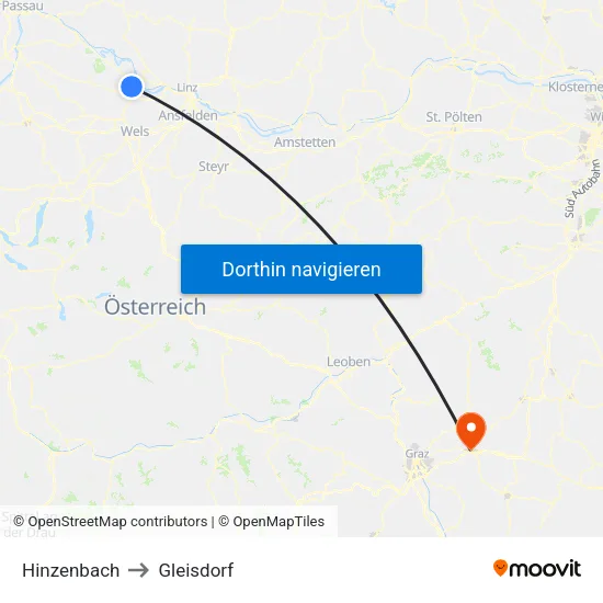 Hinzenbach to Gleisdorf map