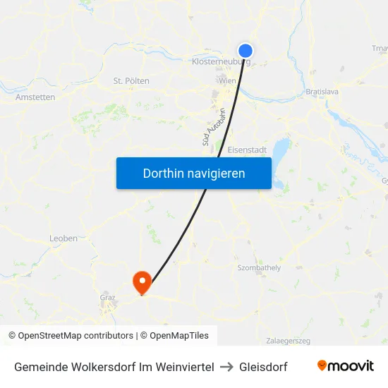 Gemeinde Wolkersdorf Im Weinviertel to Gleisdorf map