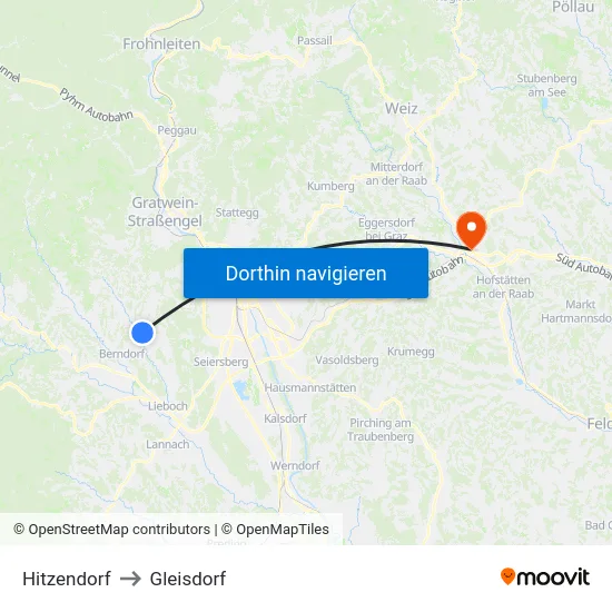 Hitzendorf to Gleisdorf map