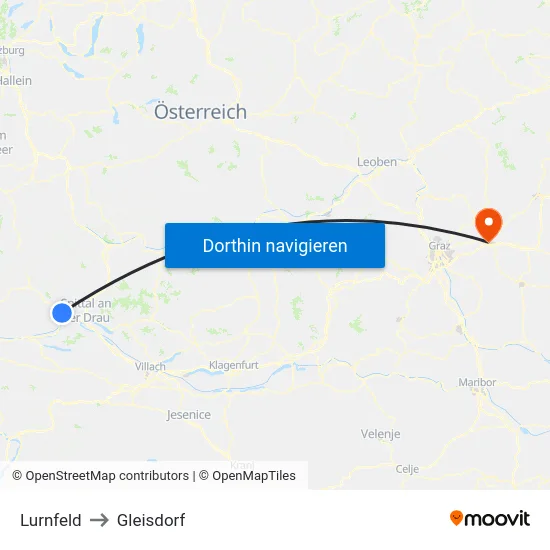 Lurnfeld to Gleisdorf map