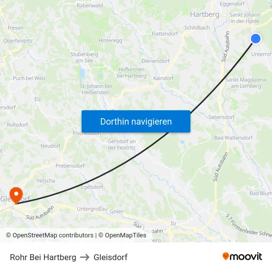Rohr Bei Hartberg to Gleisdorf map