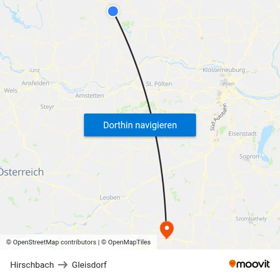Hirschbach to Gleisdorf map