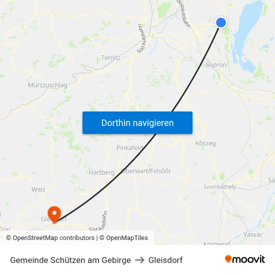 Gemeinde Schützen am Gebirge to Gleisdorf map