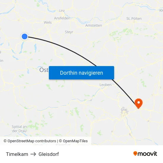 Timelkam to Gleisdorf map