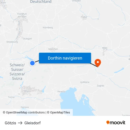 Götzis to Gleisdorf map