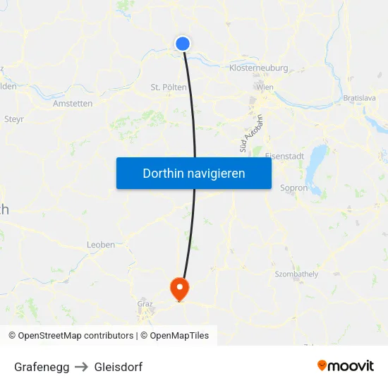 Grafenegg to Gleisdorf map