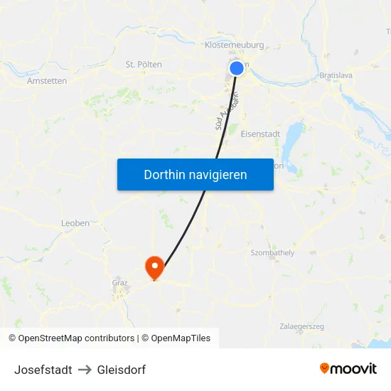Josefstadt to Gleisdorf map