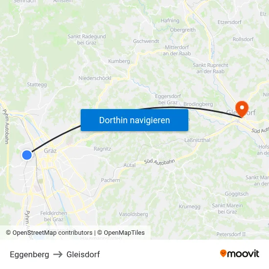 Eggenberg to Gleisdorf map
