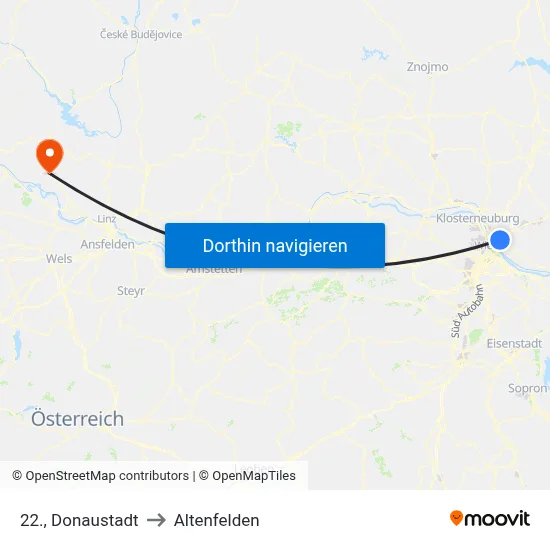 22., Donaustadt to Altenfelden map