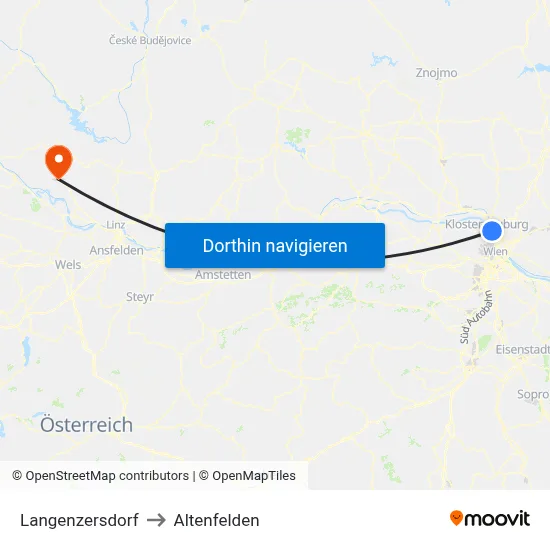 Langenzersdorf to Altenfelden map