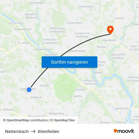 Natternbach to Altenfelden map