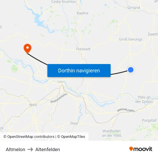 Altmelon to Altenfelden map
