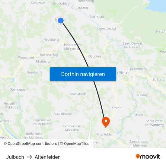 Julbach to Altenfelden map