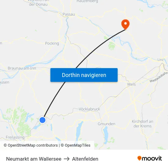 Neumarkt am Wallersee to Altenfelden map