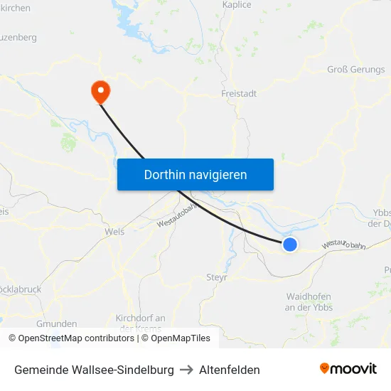 Gemeinde Wallsee-Sindelburg to Altenfelden map