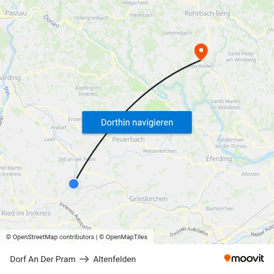 Dorf An Der Pram to Altenfelden map