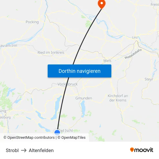 Strobl to Altenfelden map