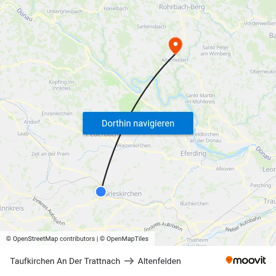 Taufkirchen An Der Trattnach to Altenfelden map