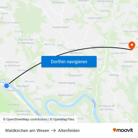 Waldkirchen am Wesen to Altenfelden map