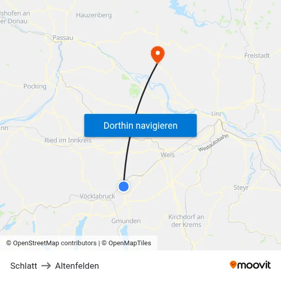 Schlatt to Altenfelden map
