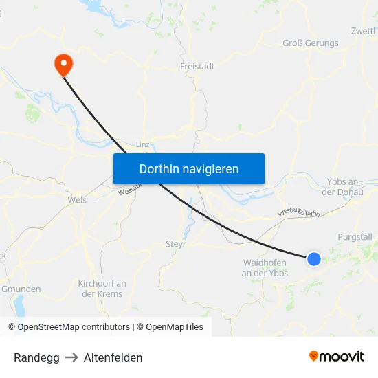 Randegg to Altenfelden map