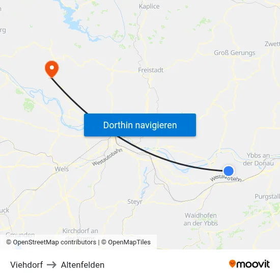 Viehdorf to Altenfelden map