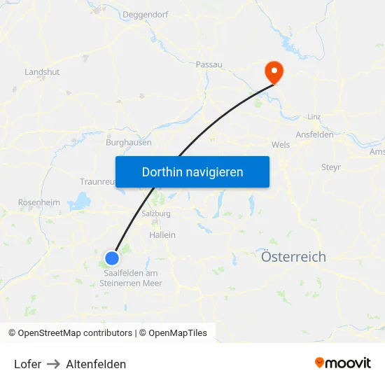 Lofer to Altenfelden map