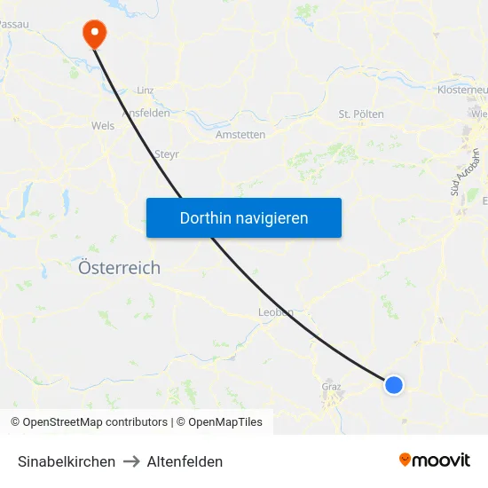 Sinabelkirchen to Altenfelden map