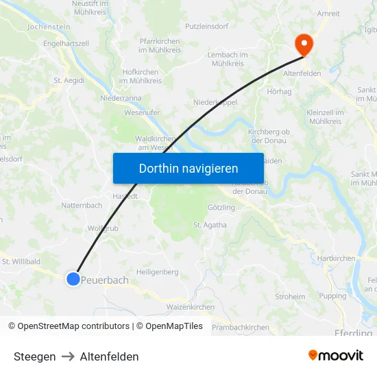 Steegen to Altenfelden map