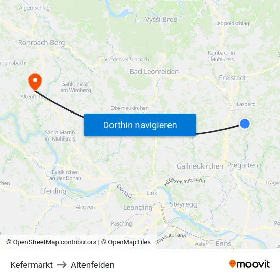 Kefermarkt to Altenfelden map