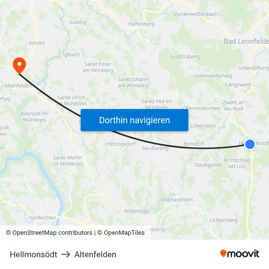 Hellmonsödt to Altenfelden map