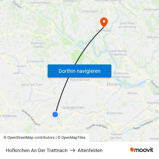 Hofkirchen An Der Trattnach to Altenfelden map