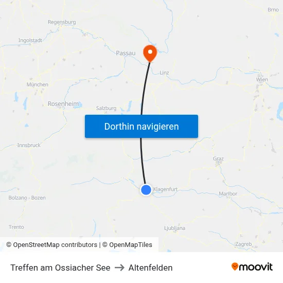 Treffen am Ossiacher See to Altenfelden map