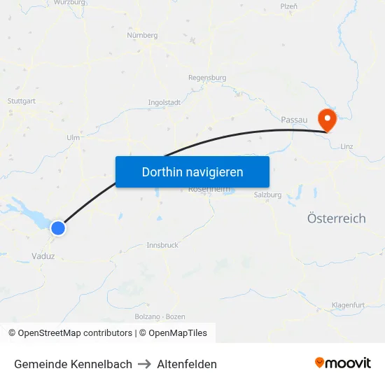 Gemeinde Kennelbach to Altenfelden map
