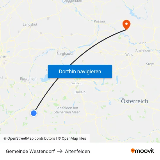 Gemeinde Westendorf to Altenfelden map