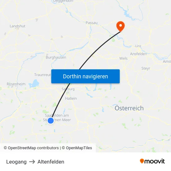 Leogang to Altenfelden map