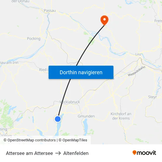 Attersee am Attersee to Altenfelden map