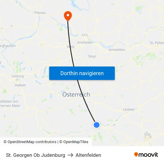 St. Georgen Ob Judenburg to Altenfelden map