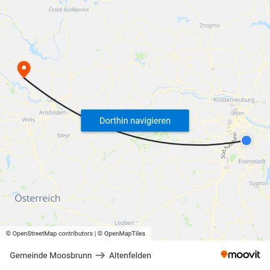 Gemeinde Moosbrunn to Altenfelden map