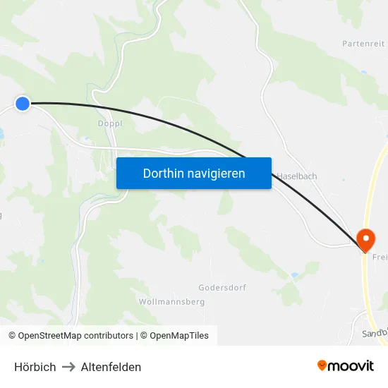 Hörbich to Altenfelden map