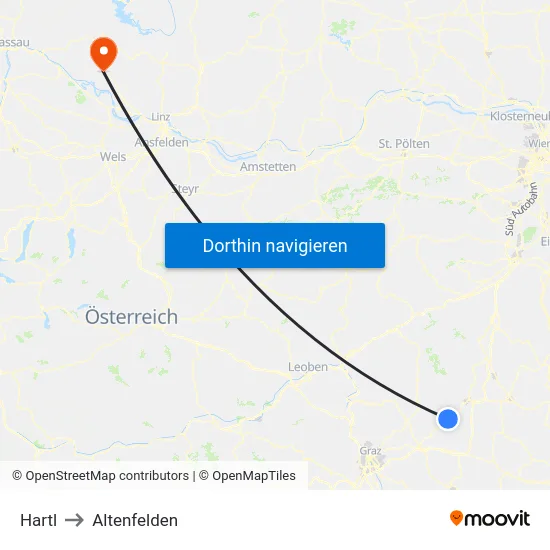 Hartl to Altenfelden map