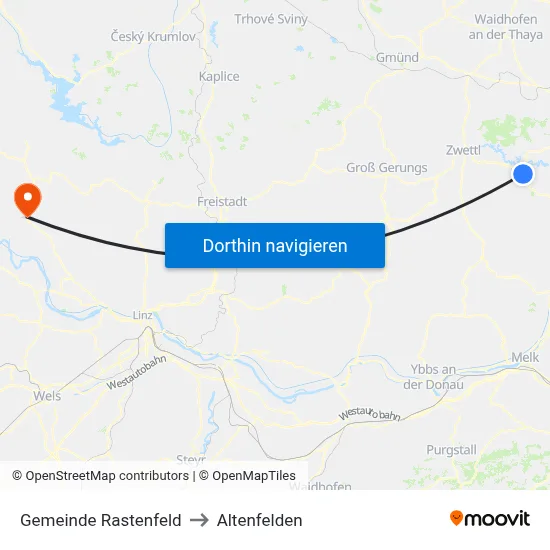 Gemeinde Rastenfeld to Altenfelden map