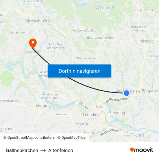 Gallneukirchen to Altenfelden map