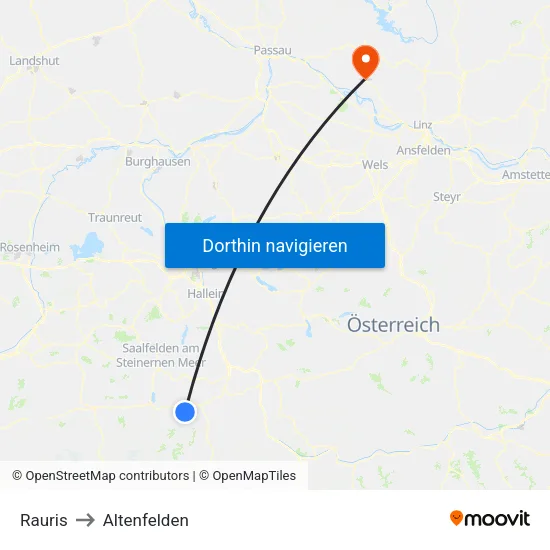 Rauris to Altenfelden map