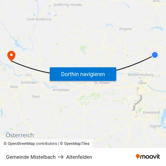 Gemeinde Mistelbach to Altenfelden map