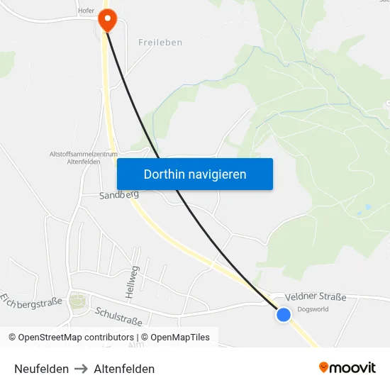 Neufelden to Altenfelden map