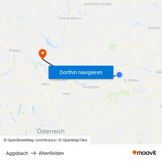 Aggsbach to Altenfelden map