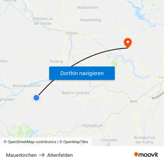Mauerkirchen to Altenfelden map