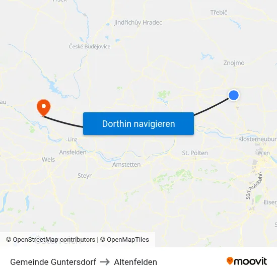 Gemeinde Guntersdorf to Altenfelden map