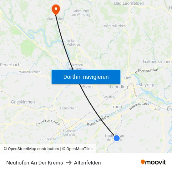 Neuhofen An Der Krems to Altenfelden map